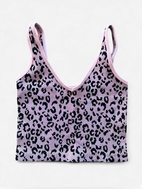 AURA Leopard Cheetah Print Crop Tank Top